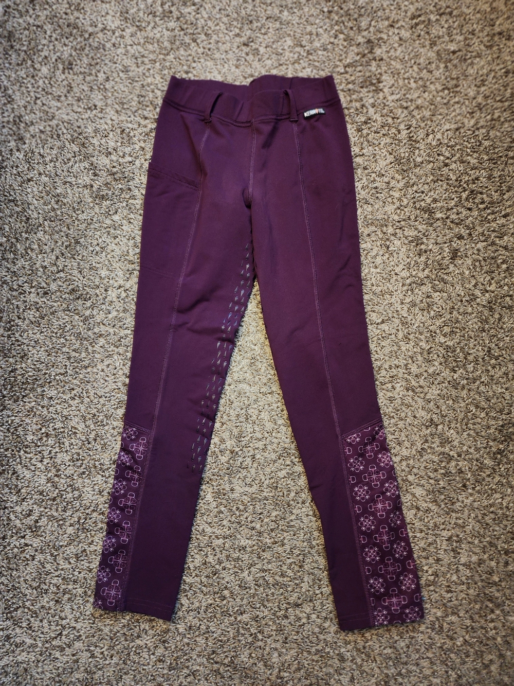Kerrits Deep Purple Kids Riding Leggings with Gripper Panels